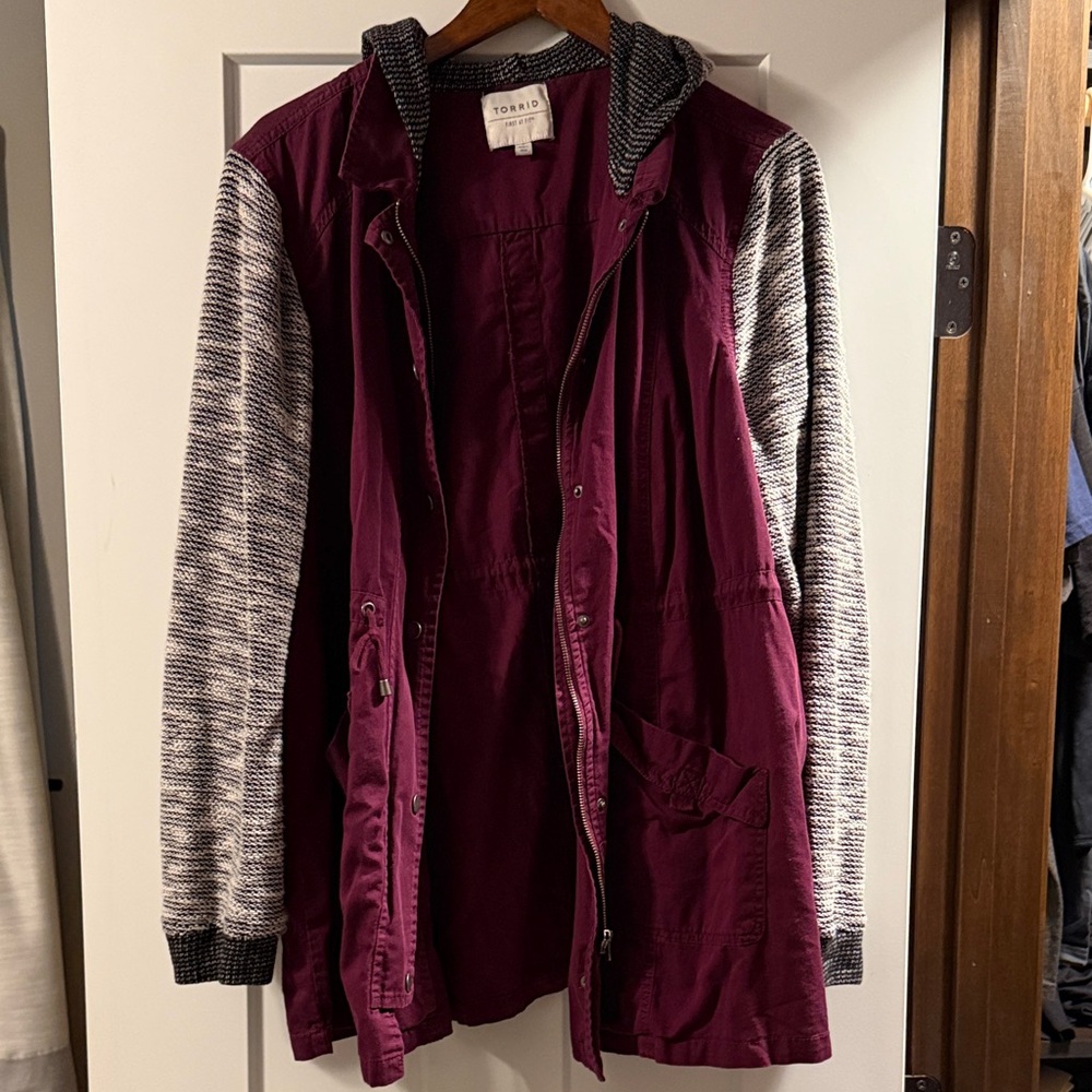 Torrid Maroon and Charcoal Utility Jacket